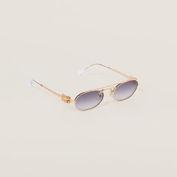 MIU MIU MU 54ZS 5AK30C Gold Grey Gradient Lens Oval Women Sunglasses AUTHENTIC